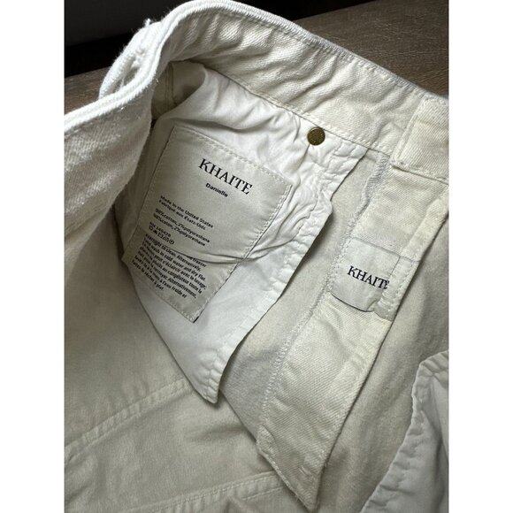 KHAITE Danielle Straight-Leg Jeans in Cream Ivory Size 27 - Picture 6 of 12